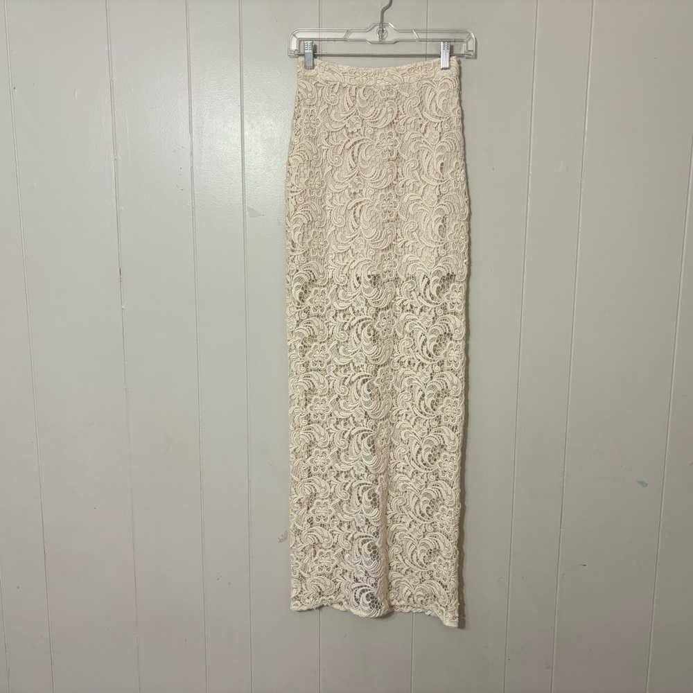 Alice + Olivia Ivory Lace Maxi Skirt Silk Lined Bridal Wedding Cottagecore XS